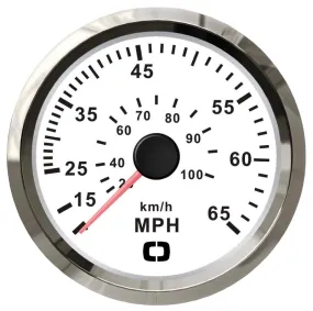 Indicateur de vitesse Pitot 0-65 MPH blanc/polie