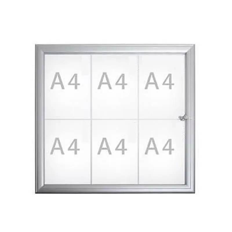 Vitrine d'affichage extérieur - 6 x format A4 - porte-battante en verre de sécurité