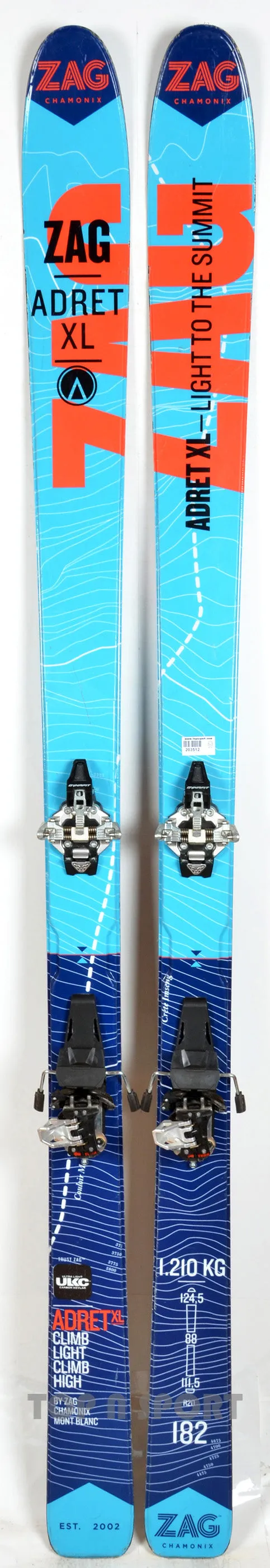 ZAG ADRET XL + Fixations Dynafit ST Rotation 10 - skis d'occasion